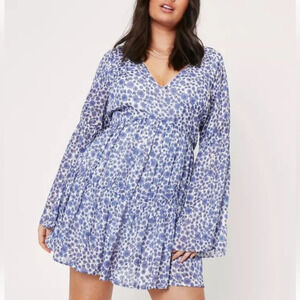 Nasty Gal Floral Blue Mini Dress